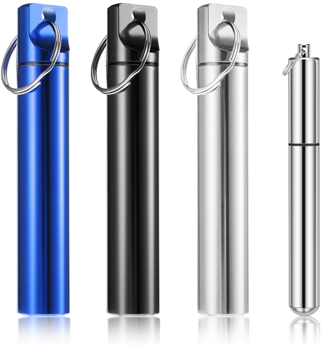 SolidKeus - Set van 4 Aluminium Toothpick Holders met Sleutelhanger