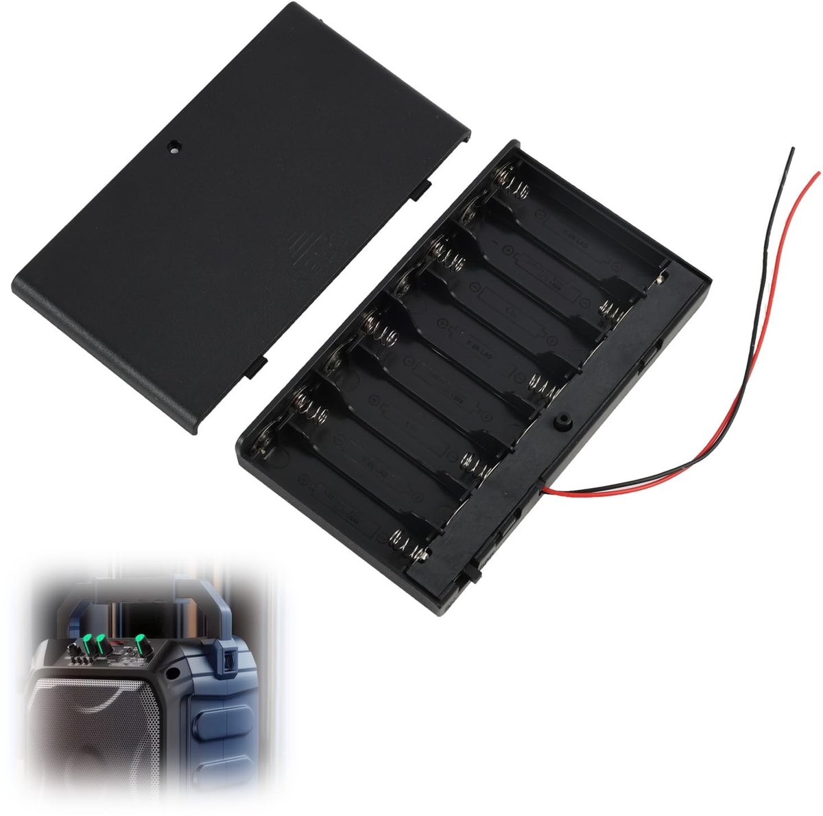 SolidKeus - 12V Batterijhouder voor 8 AA Batterijen met Aan/Uit Schakelaar