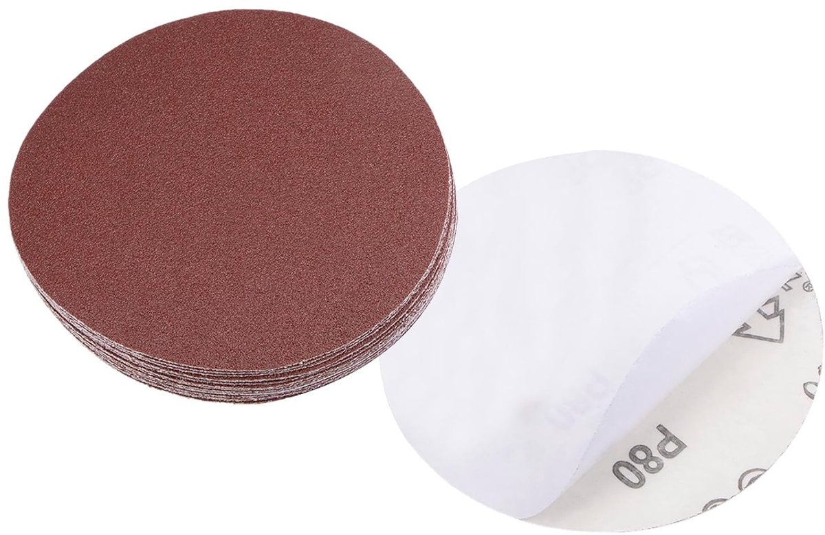 Psa, diameter 12 cm, korrel 80, zelfklevend schuurpapier - (toepassingen: voor houtbewerking en metaalbewerking), 15 stuks