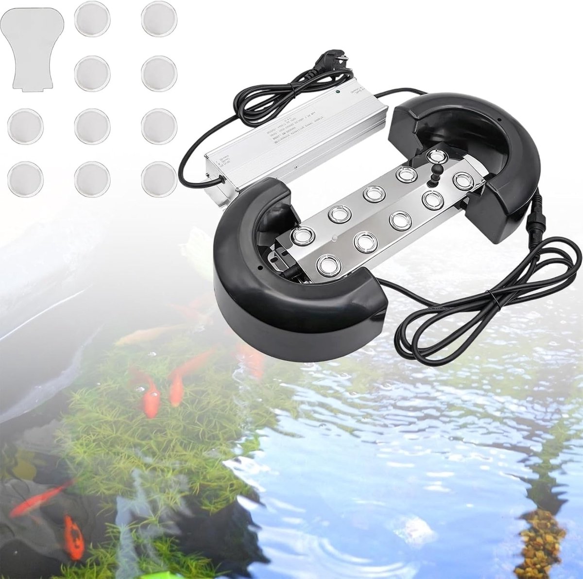 10 Kops Ultrasone Nevelmachine, Ultrasone Vernevelaar, 350W Waterdichte Voeding met Boei, Ultrasone Nevelmachine Voor Vijvers Tuinbouw Kassen Landschappen Bruiloften Halloween (5 meter)