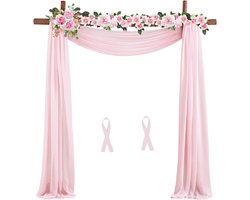 Gordijn Trouwboog Bruiloftsgordijn 75 x 600 cm Bruiloftsbooggordijnen Decoratiegordijn Achtergrondgordijnen voor Babyfeest Fotografiefeest Bruiloft Boog Ceremonie (roze)