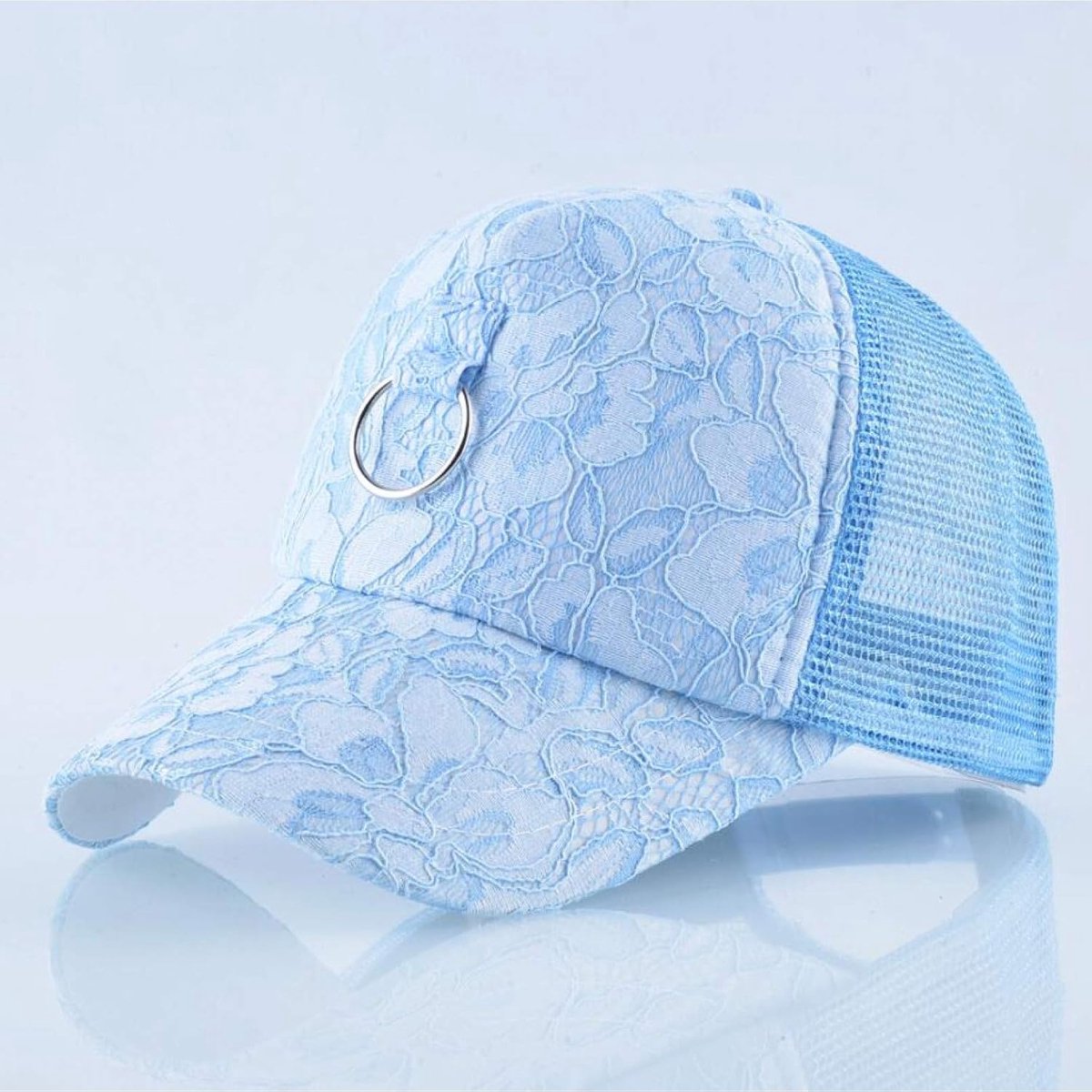 Kant Baseball Cap Vrouwen Ademend Ring Snapback Hip Hop Hoeden Outdoor Mesh Vizier Vrouwelijke Solid Bone