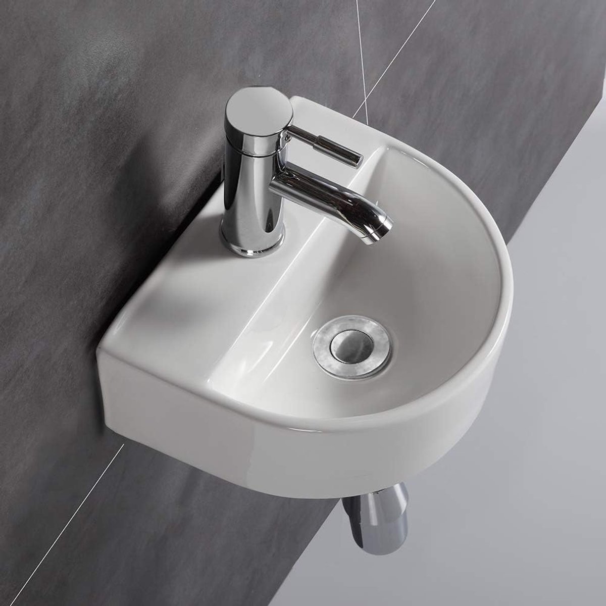 Wastafel ronde muur opgehangen keramische wastafel voor garderobe badkamer