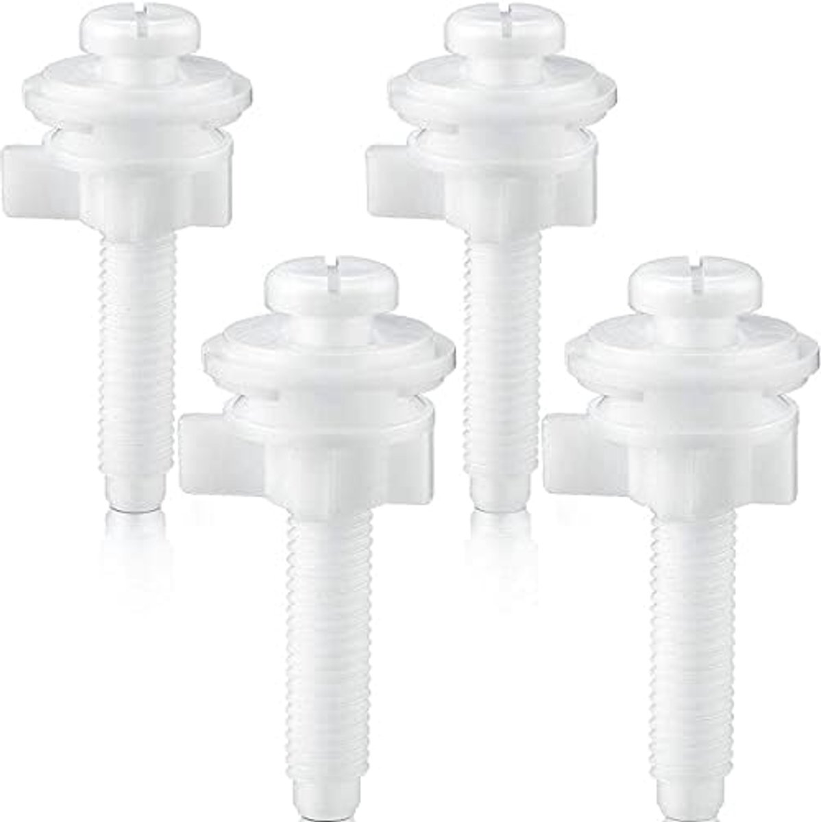 4 stuks wc-brilschroeven vervanging plastic wc-bril scharnierbouten met plastic moeren en sluitringen onderdelenset voor het bevestigen van de bovenste toiletbril - wit