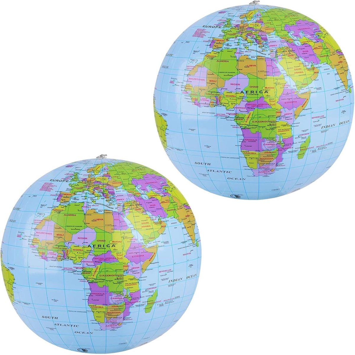 Wereldbollen voor school, kantoor, strand, onderwijs, leerbol van de wereld, aarde, strandballen, wereldkaart, bollen, bal voor studenten, kinderen, kinderen