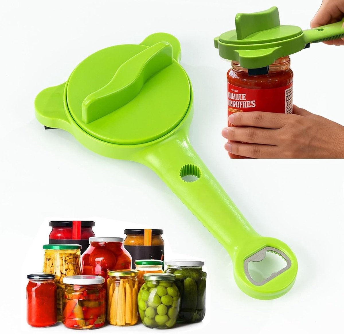 Dekselopener - Groen - 2,5-9 cm Verstelbaar - Multifunctionele Hefboomopener voor Senioren en Artritis