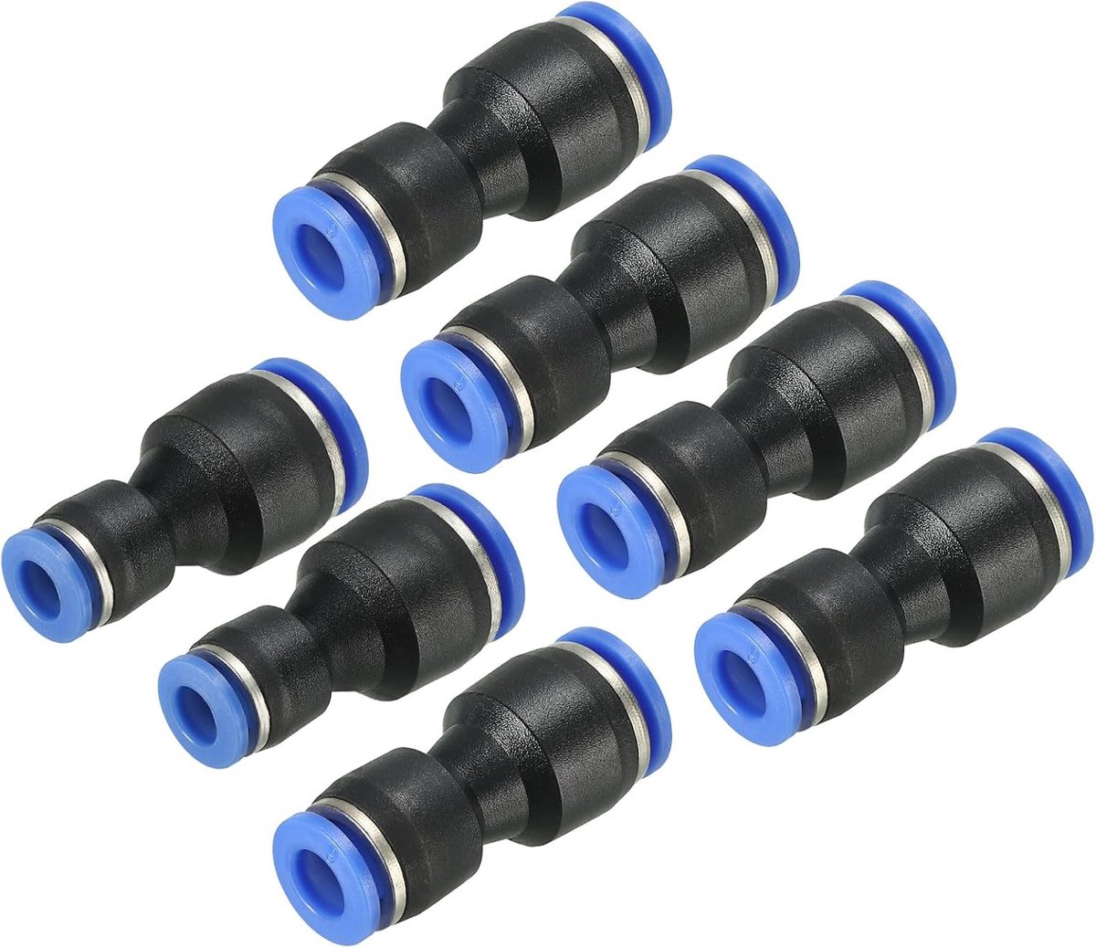 Connector montage 8 mm op 6 mm / 10 mm op 6 mm slang OD snelkoppeling luchtleidingslang montage rechte banden stekker zwart 7 stuks