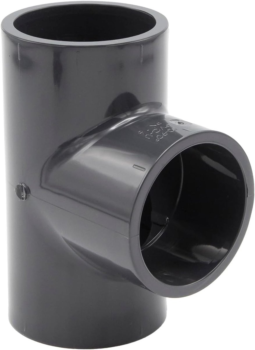T-stuk 50 mm 90° PN16 Grijs bm069 | T-stuk met 3 lijmmoffen, drukfitting voor zwembadleidingen, beregening, waterinstallaties en sanitair.