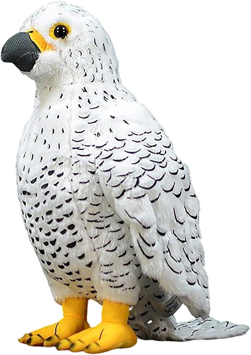Lilizzhoumax Gerfalke Pluche dier, 25 cm, gesimuleerd dier, Kawaii Gerfalke, realistisch pluche vogelspeelgoed voor wilde dieren, cadeau voor vrienden en kinderen, harig knuffeldier, wit