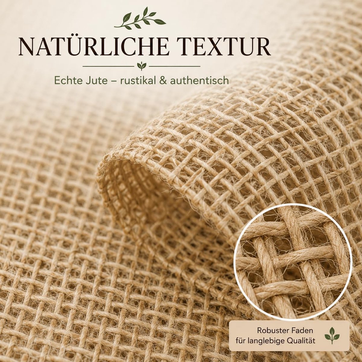 Jute lint. Vintage cadeaulint. Sierlint jute voor bruiloften. Bescherming en decoratie van planten. 30 cm, 5 m, 180 g/m.kw.
