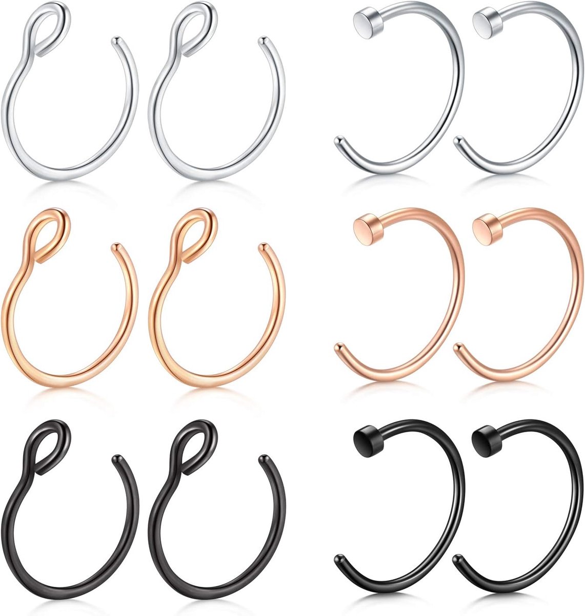 Nep neuspiercing septum chirurgisch staal met heldere CZ valse lip piercing oor neus septum ring niet piercing voor vrouwen mannen