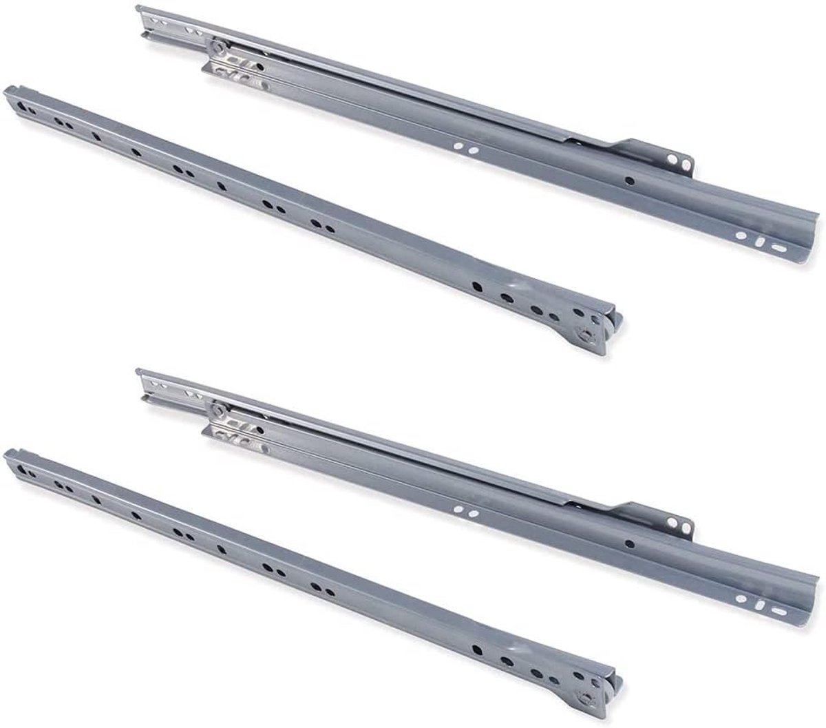 Rails voor laden en laden volledig uittrekbaar niet gedempt grijs in verschillende varianten grootte 30 cm verpakking met 2 paar