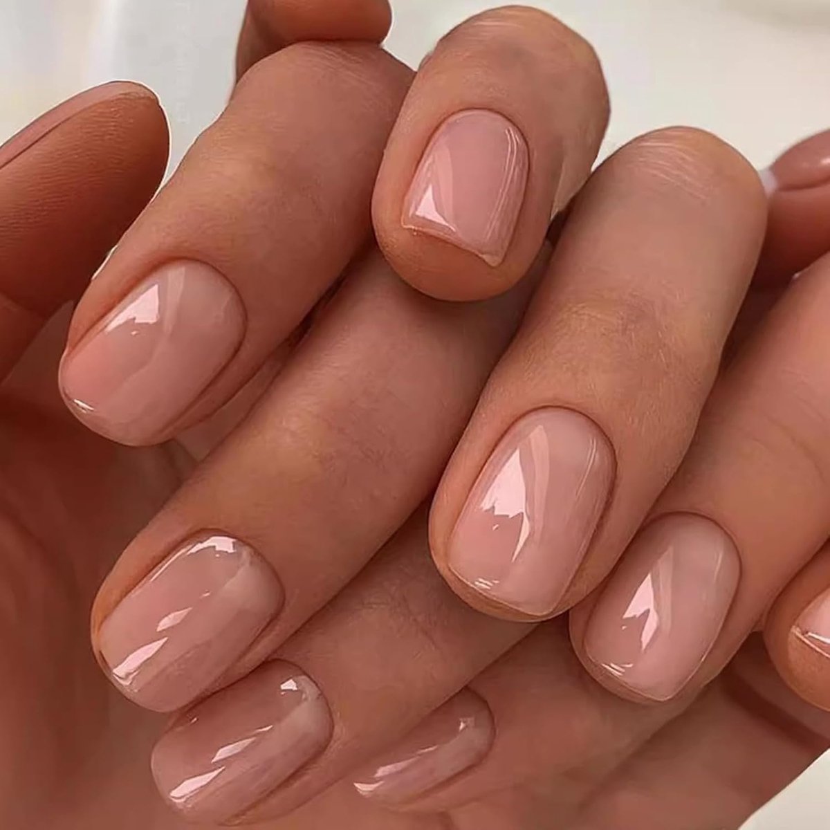 24 stuks press-on nagels, kort, vierkant, gelei roze nagels om op te plakken, Franse valse nagels, acryl, full cover kunstnagels, eenkleurig, kunstnagels voor vrouwen en meisjes, nagelkunst