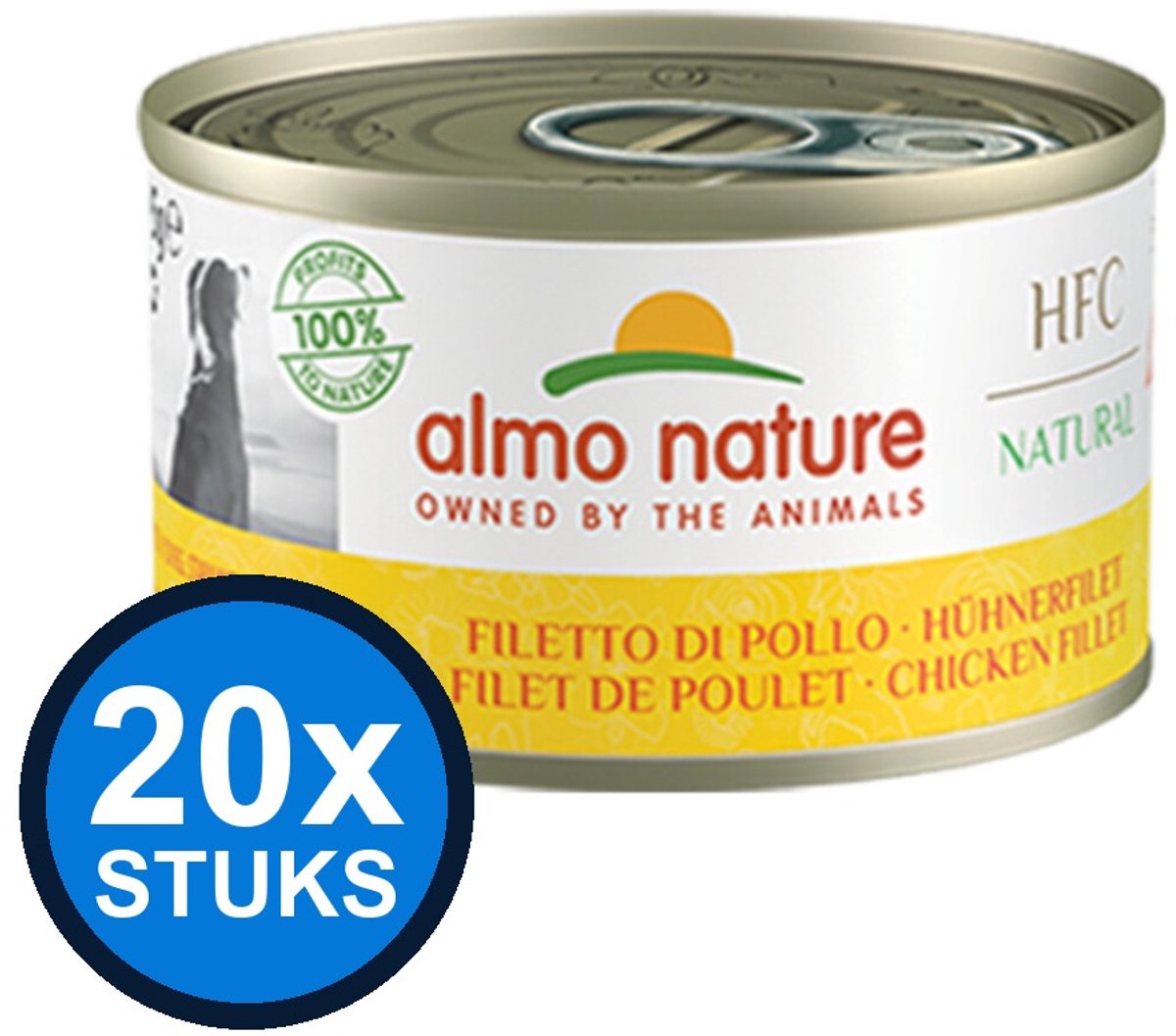 20x Almo Nature HFC dog blik natural kipfilet 95gr