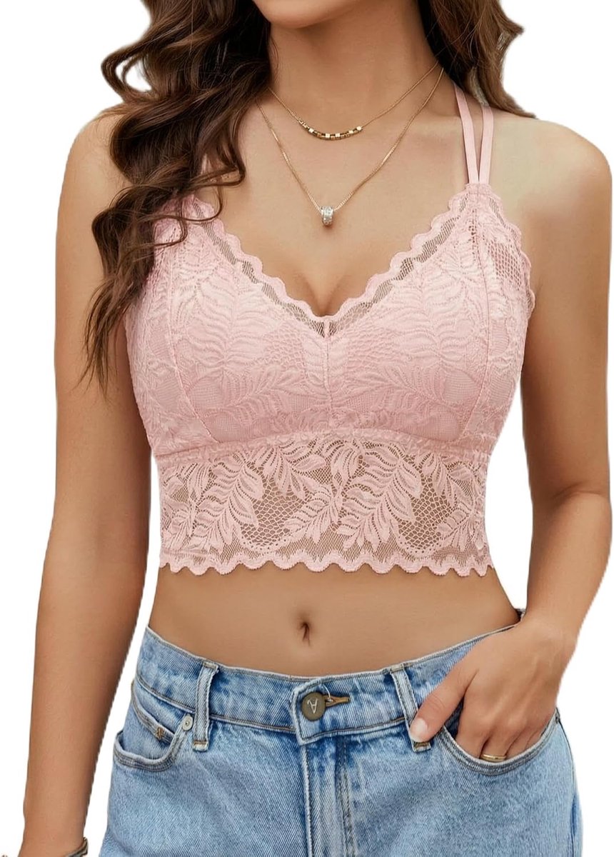 Sexy tops voor dames, kant, tanktop, festival, bovenstuk, zomer, crop top | V-hals, licht, stijlvol en veelzijdig, verstelbare schouderbanden, feestoutfits, twee schouderbanden