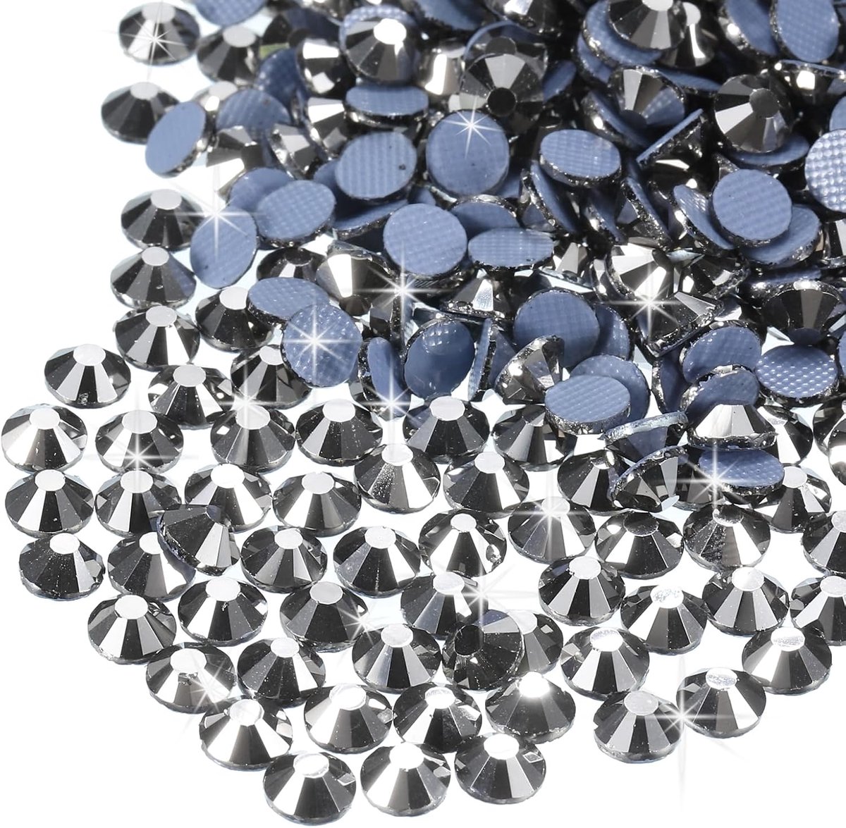 2880 stuks strass-steentjes, hotfix, van kristalglas, kunststenen voor handwerk, kleding, doe-het-zelf decoratie, SS6, 2 mm, grijs