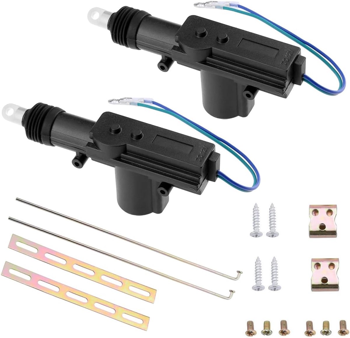 2 stuks autodeurslot, aandrijving, zware belasting, 12 V, deurslot, actuatorset, centrale deurvergrendeling, servomotor, centrale vergrendeling, sluitsysteem, deurslot-actor, 2 draden
