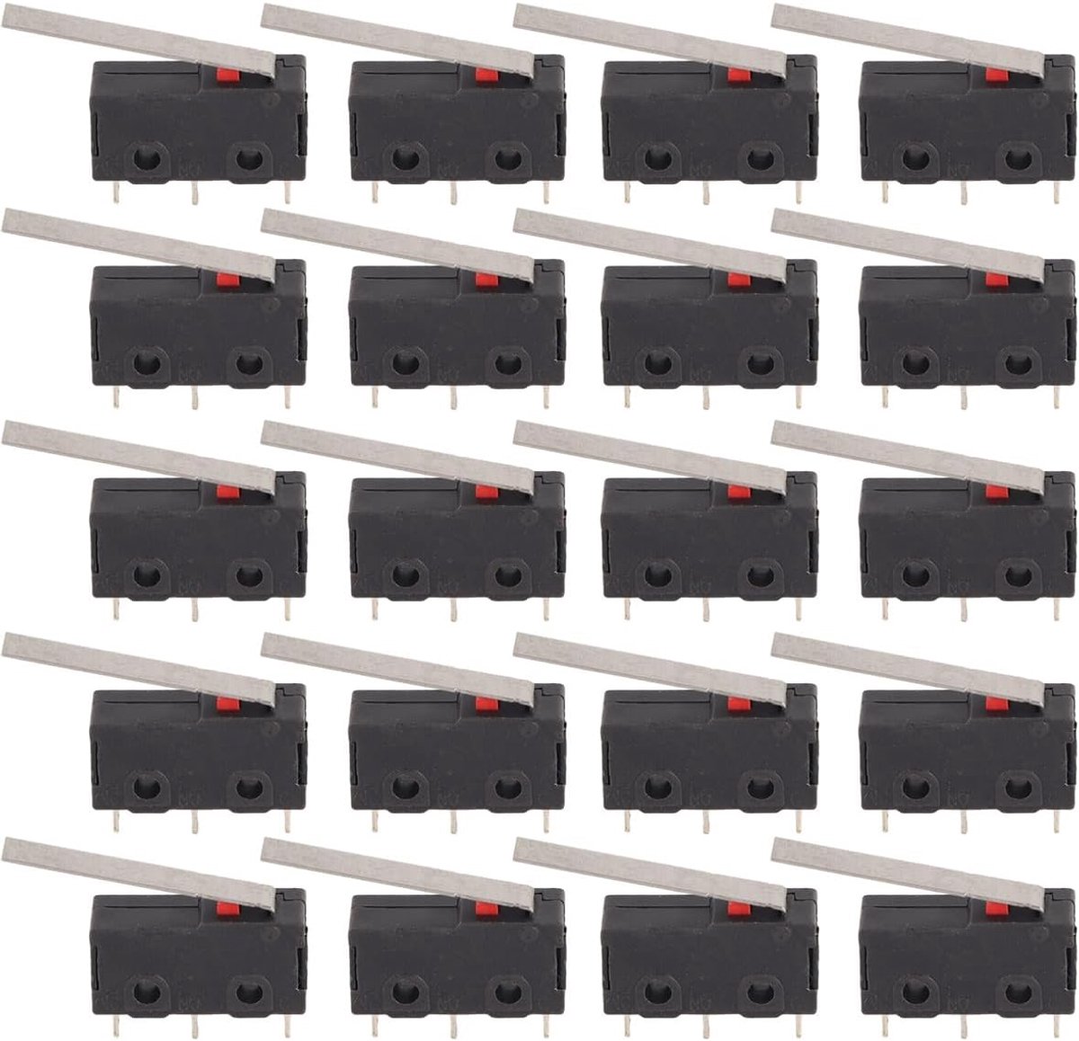 Schakelaars, mini-tuimeleindschakelaars voor elektronische apparaten, 125/250 V, 3-pins (greeplengte 25 mm)