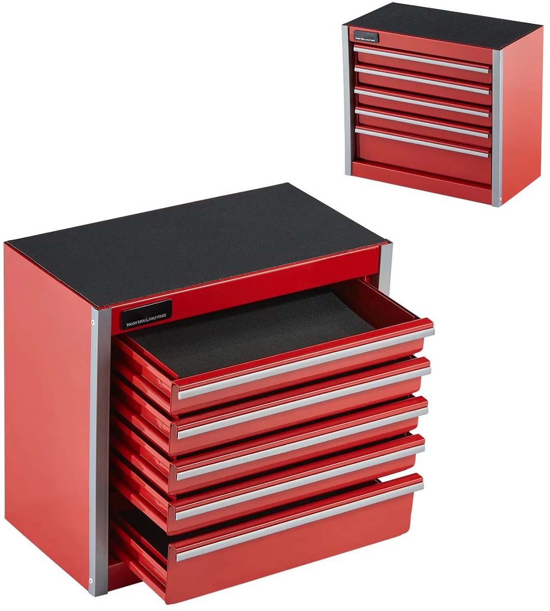 Geargalaxy Gereedschapskist - Gereedschapsbox - Gereedschapskoffer - Opbergkist - Tool Box - Werkplaatskist - 5 Lades - Rood