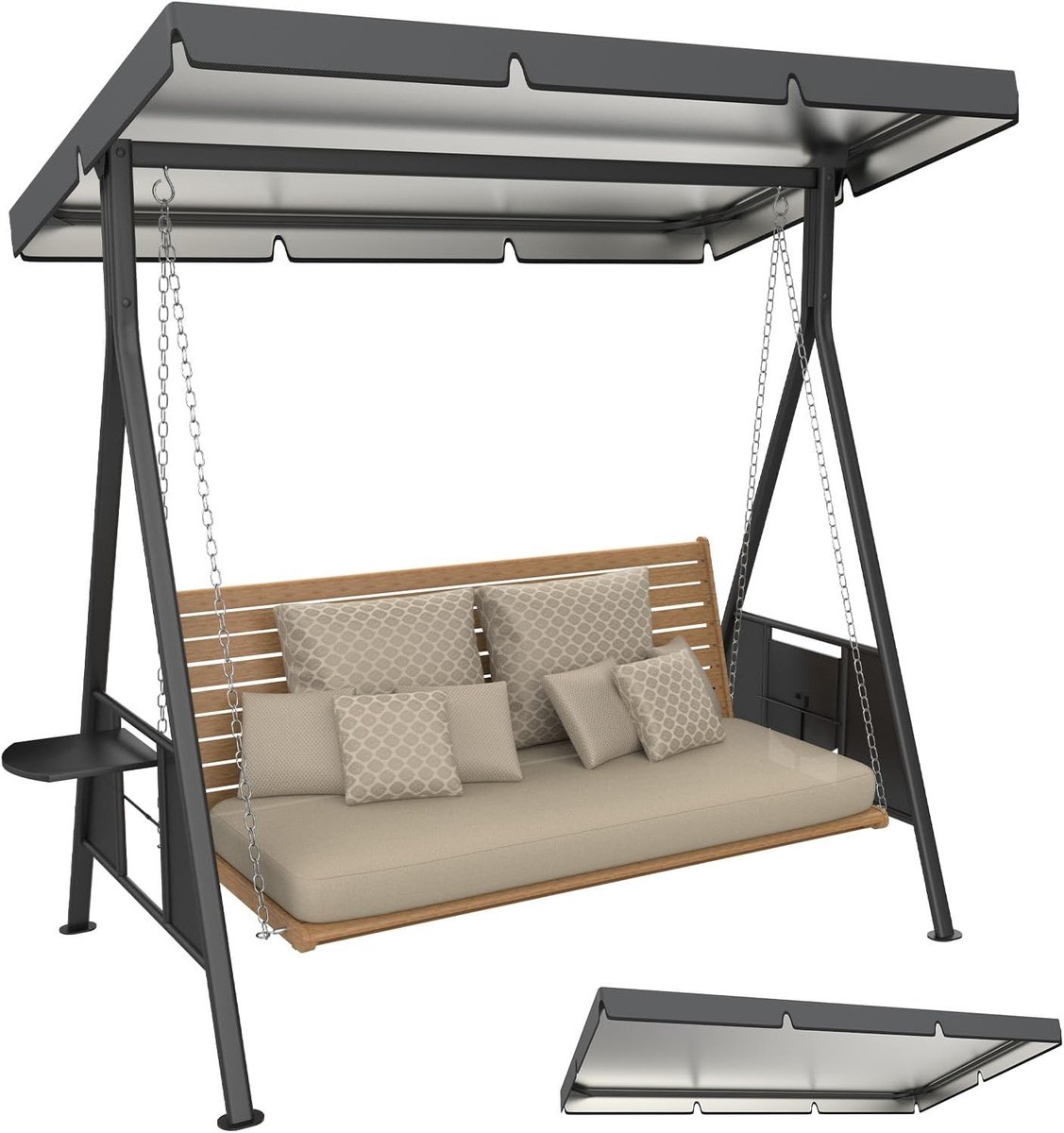 Vervangende hoes voor schommelbank, 600D Oxford-weefsel, waterdicht en duurzaam, perfect voor buitengebruik in tuin, terras en park, grijs, 13,2 x 9,1 x 1,3 cm