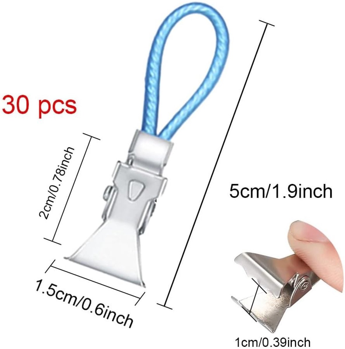30 stuks metalen handdoekklemmen blauw - handdoekhouder en theedoekclip voor keuken en badkamer