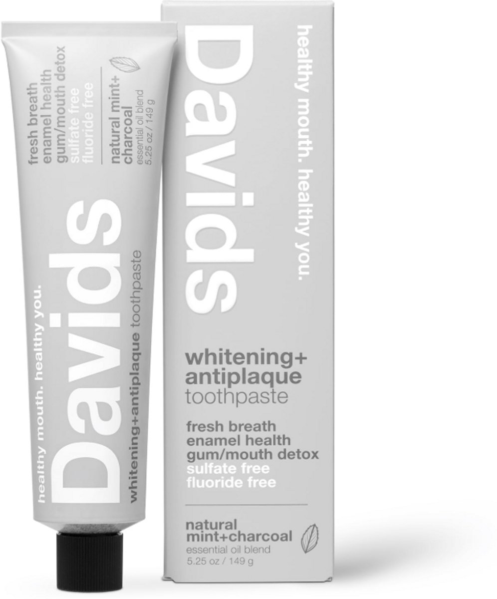 Davids Charcoal Whitening Tandpasta 148 g – Fluoridevrij, SLS-vrij, Glazuurveilig & Pepermunt