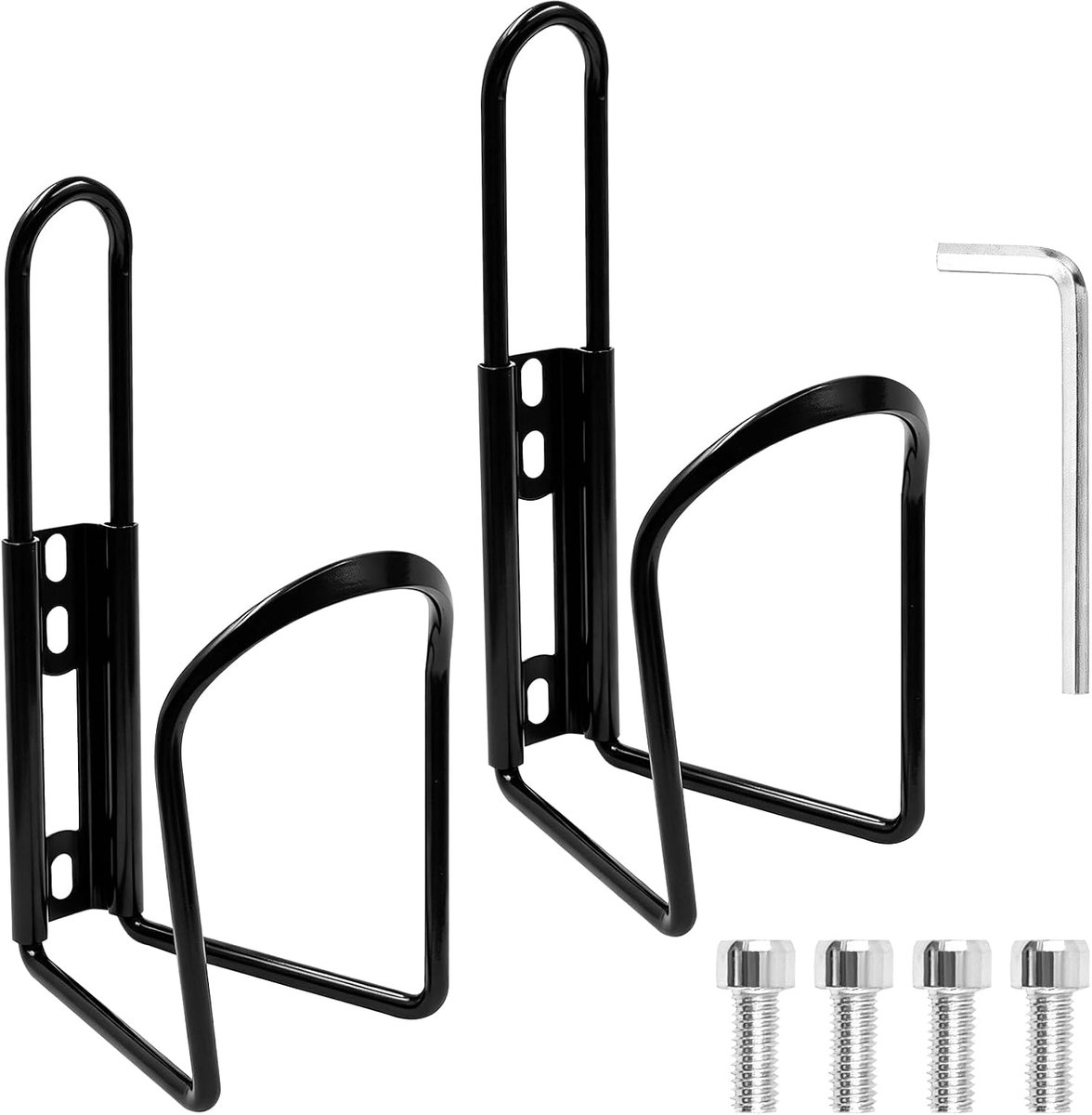 Flessenhouder voor fiets met schroeven, universele flessenhouder voor fiets | Fietsflessenhouder voor mountainbike, racefiets (zwart) 4 schroeven en 1 sleutel