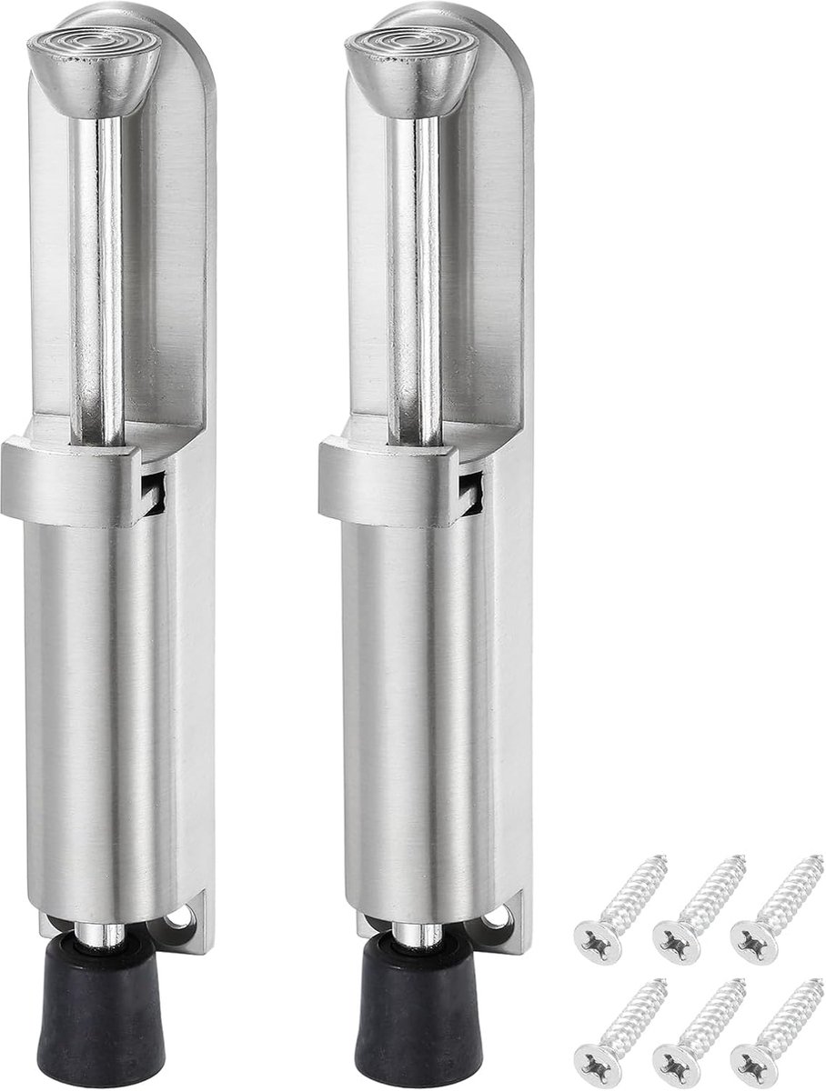 Kickdown deurstopper, veerbelaste telescopische deurstopper, verstelbare deurslothouder voor afstand van de vloer, 45 mm, zilver