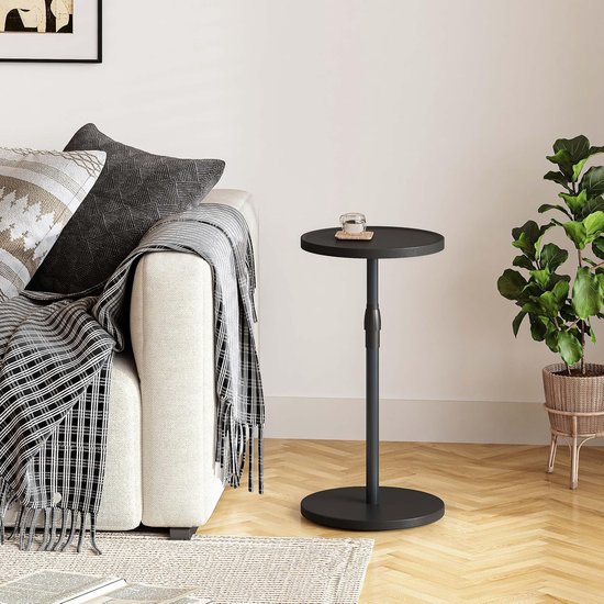 Bijzettafel Rond Verstelbare kleine tafel Nachtkastje Houten bijzettafel Bank voor kleine ruimtes Woonkamer Slaapkamer Zwart ET-010BW — afbeelding 5