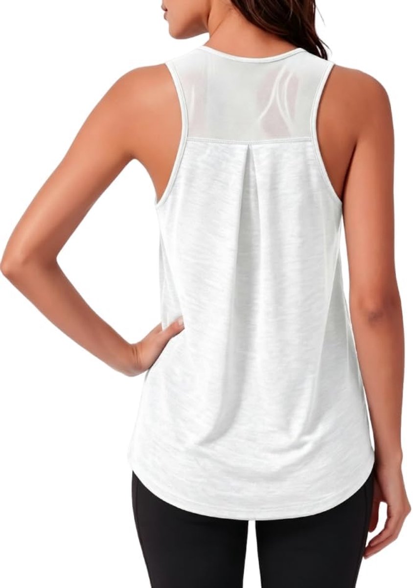 Dames Sport Tanktop Mouwloos Shirt Ademend Racerback Mesh Rug Fitness Tops Lichtgewicht Sporttop Losse Yoga Top