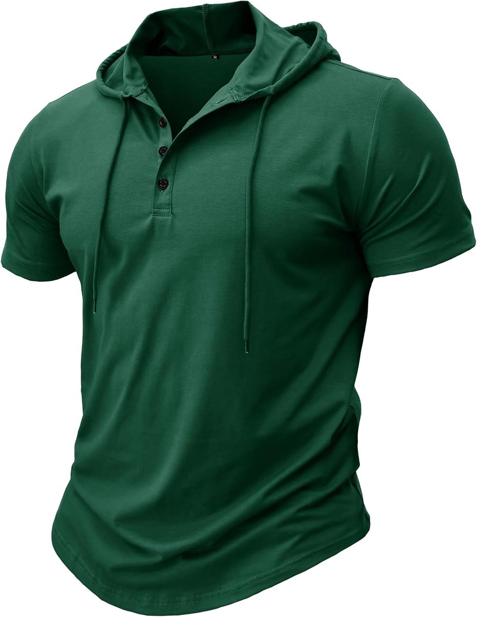 Atletische hoodie met korte mouwen voor heren, modieuze pullover voor fitness, shirt met capuchon, knoopsluiting, zomerse sweater, lichte hippe hikeshirts voor heren, boksen, trektochten