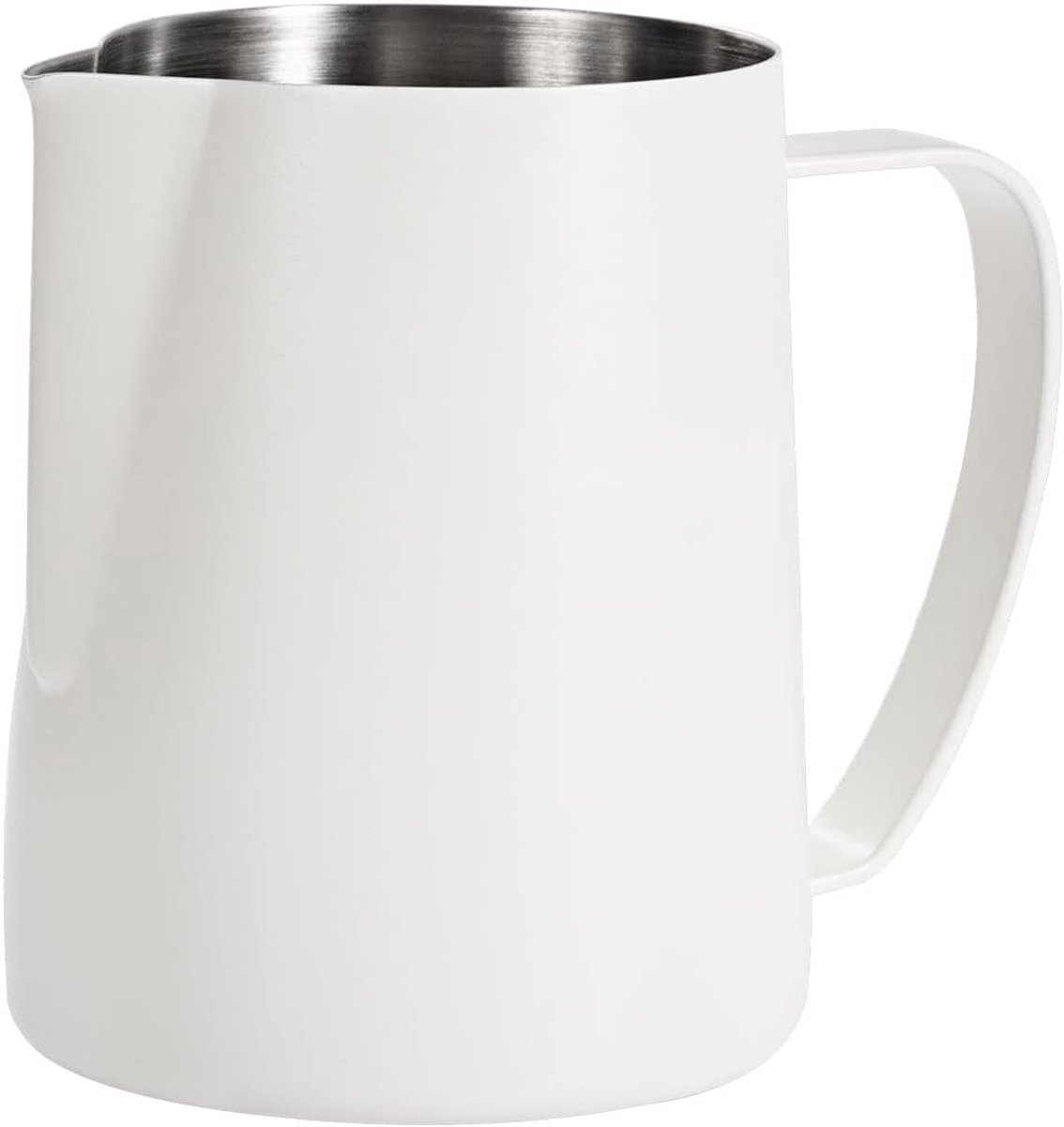 600 ml roestvrijstalen espresso-stoomkruik, koffie cappuccino barista stoom kruiken melkkan latte kunst, wit