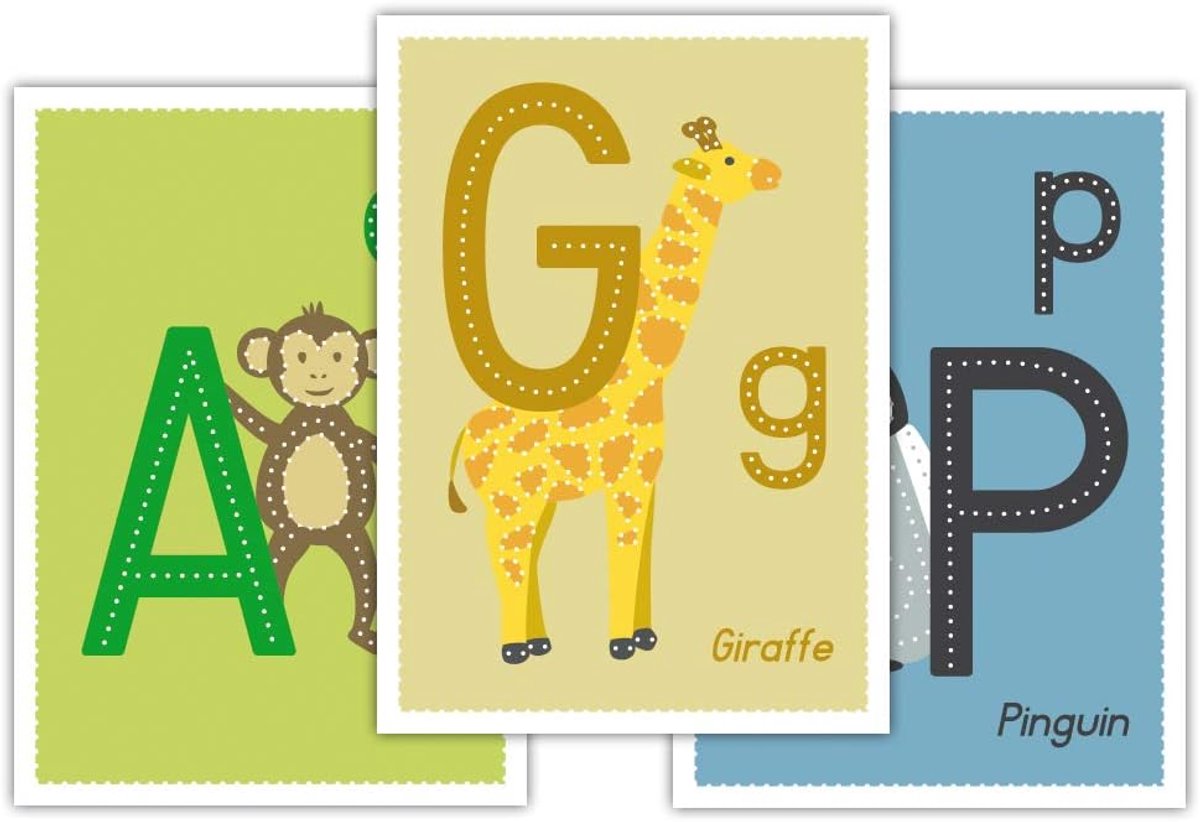 26 letterkaarten om te prikken A-Z met diermotieven DIN A6 - cadeau-idee voor de eerste schooldag (snoepzakje/suikerzak) schooldag
