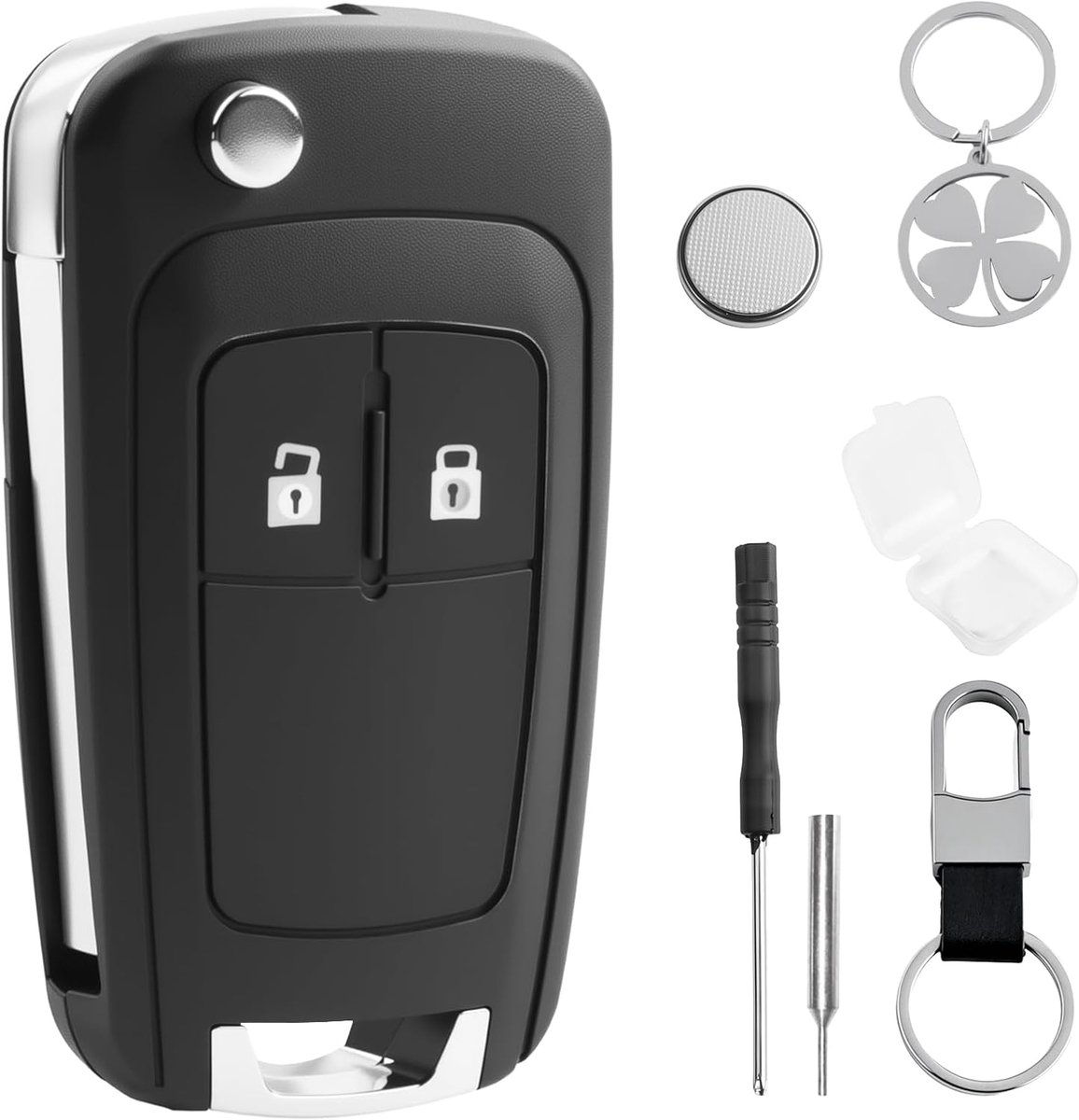 2 toetsen autosleutel behuizing met batterij CR2032 voor Opel Adam Astra | Autosleutelbehuizing voor Opel Astra Insignia Mokka Meriva Movano Karl Cascada Zafira C Tourer Chevrolet Cruze Aveo Orlando