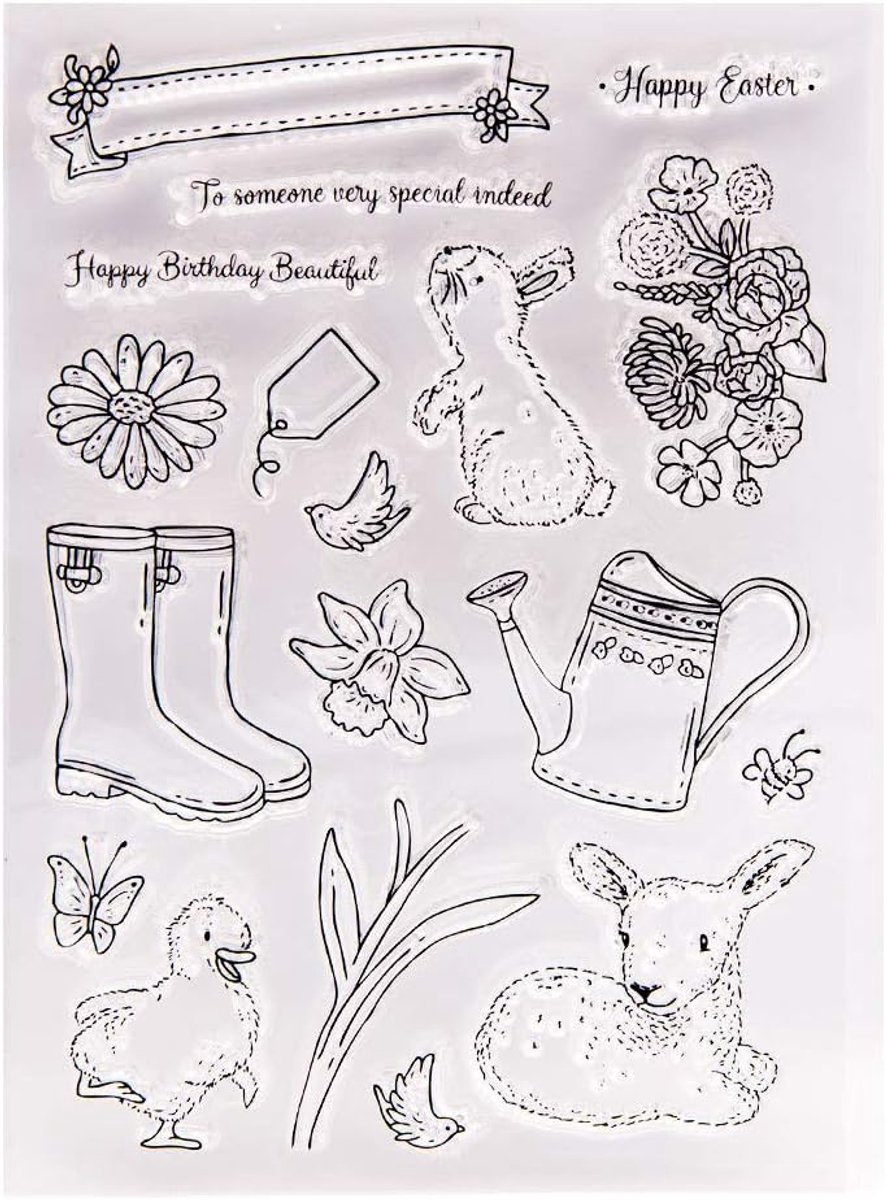 Gelukkig Pasen Konijntje Schapen Regenlaars Bloemen Gelukkige Verjaardag Duidelijke Stempels voor Kaarten Maken Decoratie en DIY Scrapbooking Gereedschap Rubber Stempels