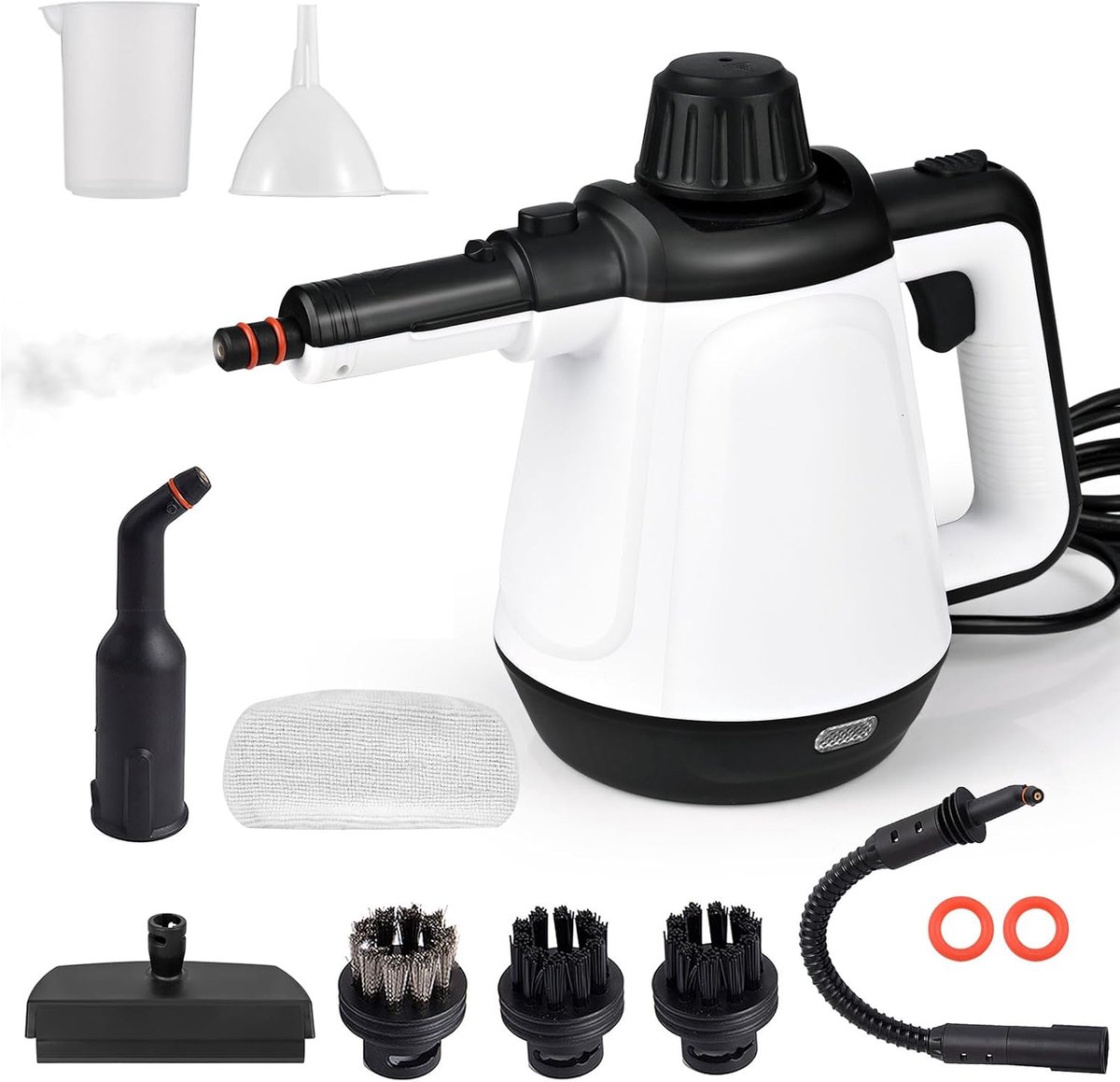 Handstoomreiniger, 430 ml, 1200 W, 3,5 bar, stoomreiniger voor bank met 9 accessoires, elektrische stoomreinigers voor vlekken op ramen, bedwantsen, bed, matras,