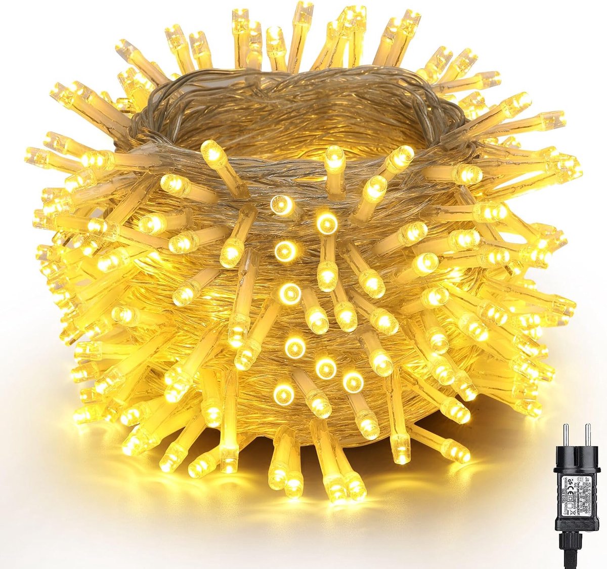 Kerstboomverlichting Warm Wit, 20M 200 LED Lichtsnoer, Waterdicht Lichtketting, Kerstlichtsnoer, voor binnen en buiten, 8 verlichtingsmodi, Timerfuncties, Decoratie Kerstmis