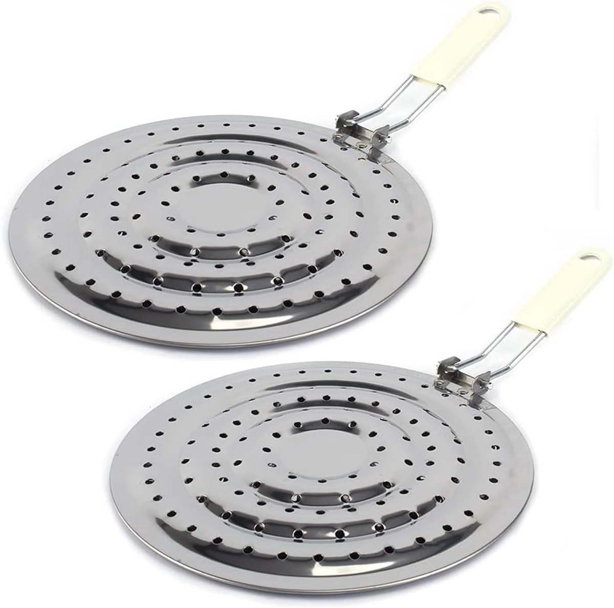 2 Pack Double Thickening Heat Diffuser Reducer Flame Guard Simmer Plate, Roestvrij staal voor elektrische en gasflessen
