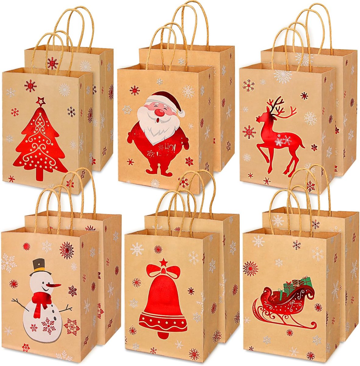 12 stuks kerstcadeauzakjes, papieren kerstzakjes (12)
