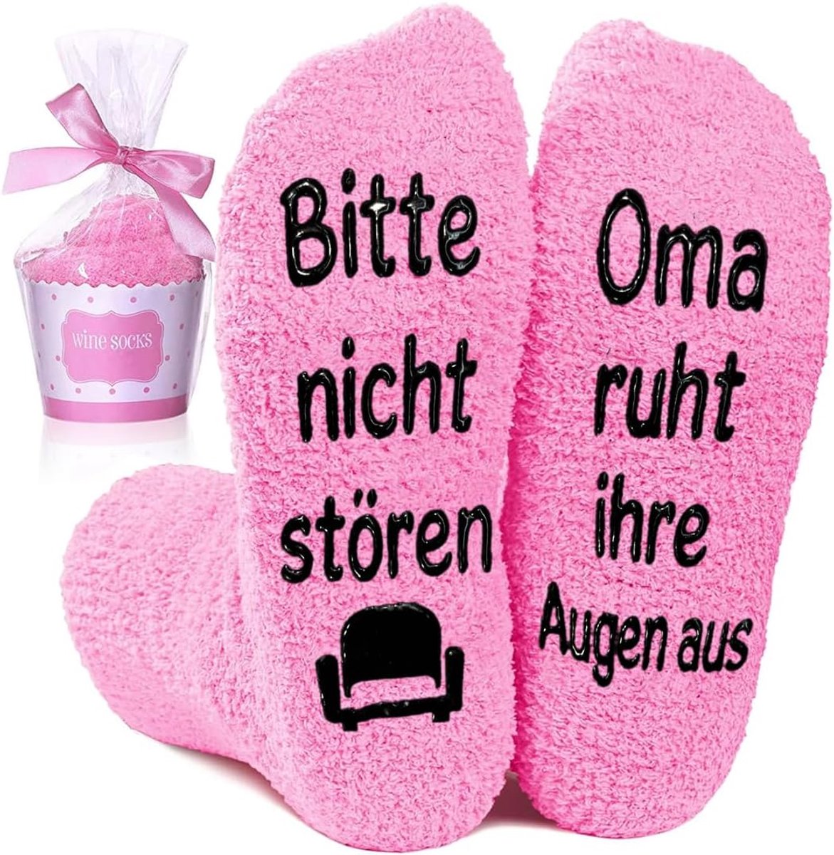 Sokken met spreuk "Bitte nicht störren Oma ruht ihr Augenaus" Knuffelsokken dames grappige sokken kleine cadeaus voor vrouwen voor verjaardag, grappig verjaardagscadeau voor oma, roze