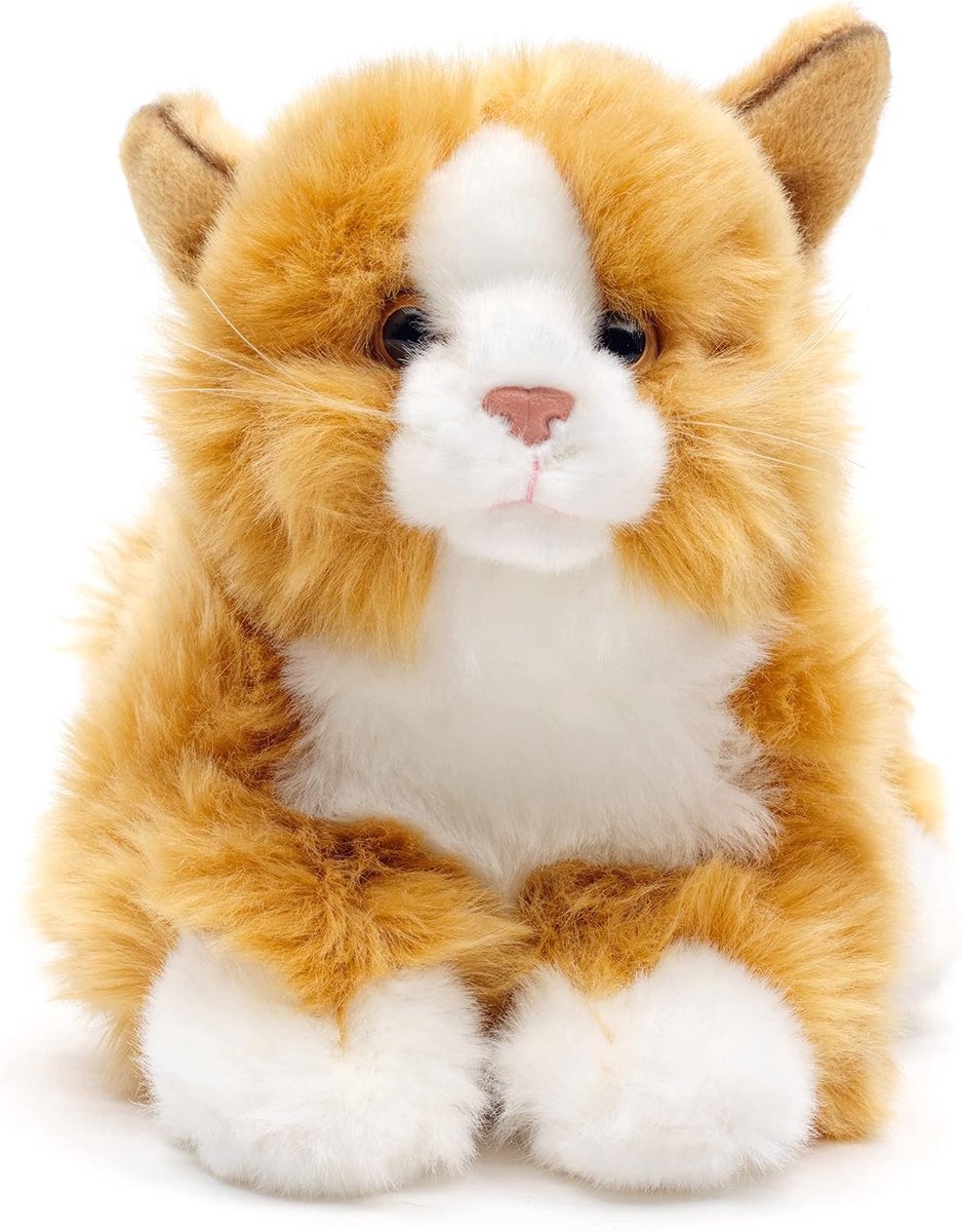 - Kat rood-bruin, liggend - 20 cm (lengte) - pluche kitten - pluche dier, knuffeldier