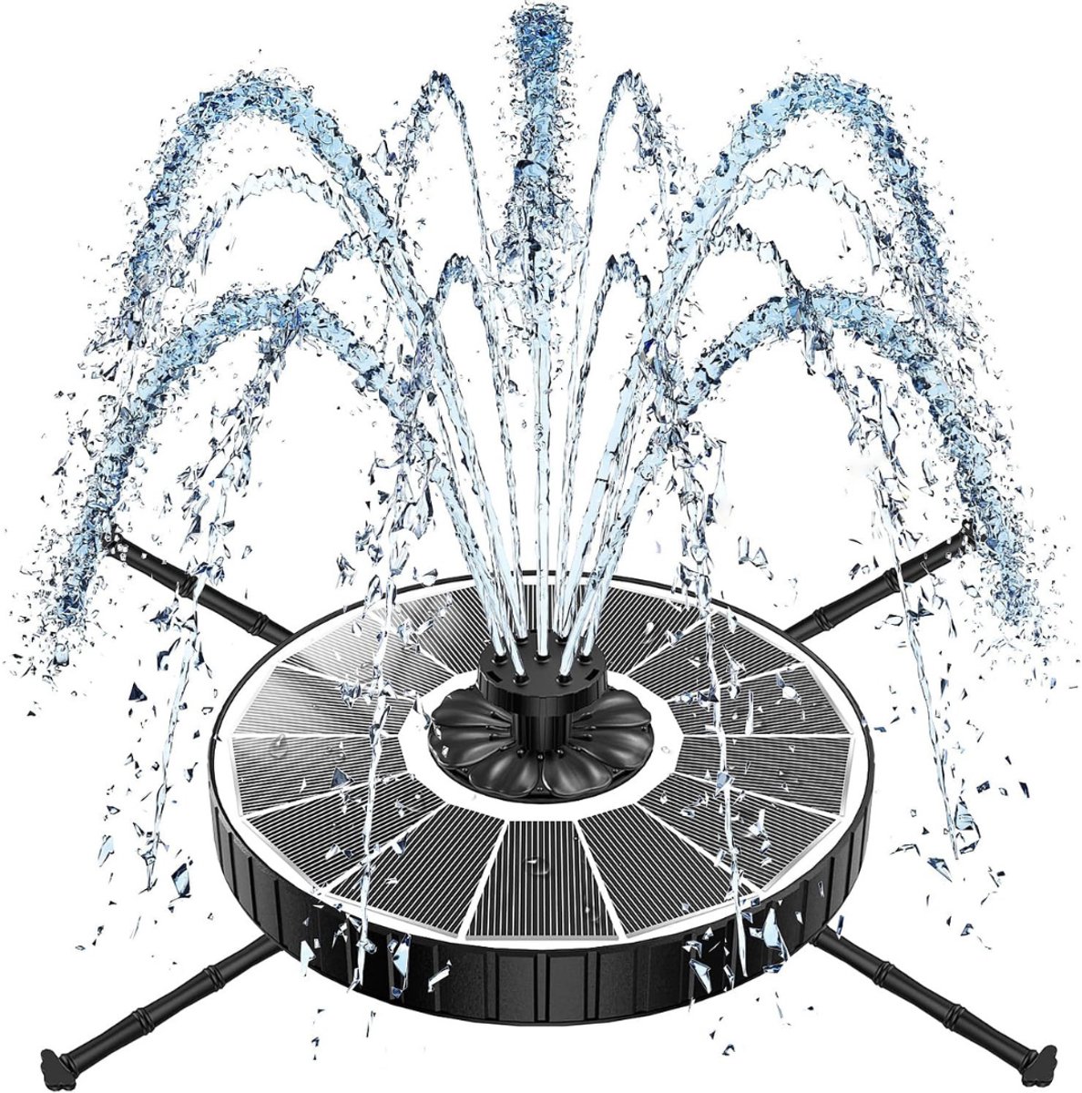 Zavio® Solar Fontein - Fontein op Zonne-energie - Waterornament Vijver - Zwart
