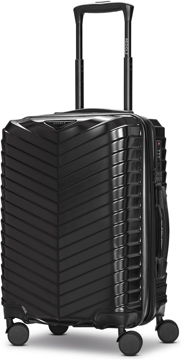 Redolz Essentials 18 2.0 4 wielen Cabinewagen S 55 cm met uitbreidingsplooi - Harde bagage - TSA slot - metallic-black shiny