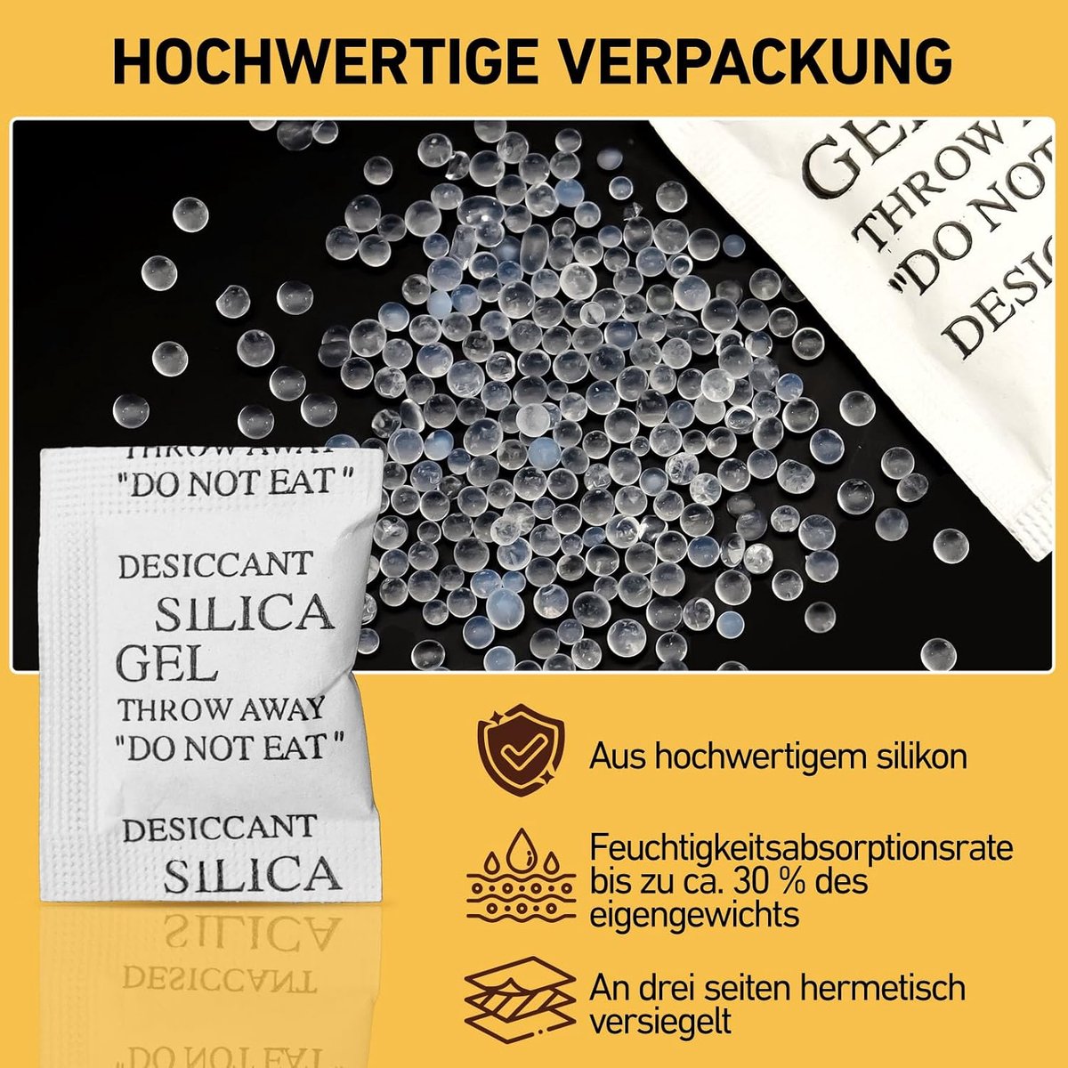 1 g x 100 stuks silicagel zakken, silicagel zakken voor kleding, laden, schoenen kast, droogmiddel voor het verwijderen van vocht en schimmelgeuren