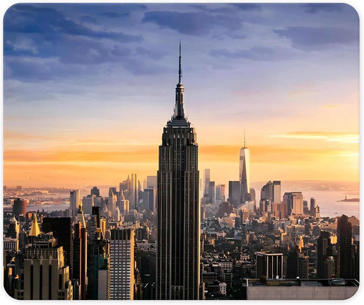 - Muismat 24 x 20 cm design beroemde steden, landen en monumenten ter wereld - antislip en wasbare muismat voor pc, kantoor, gaming en laptop (USA - New York - Empire State Buildings)