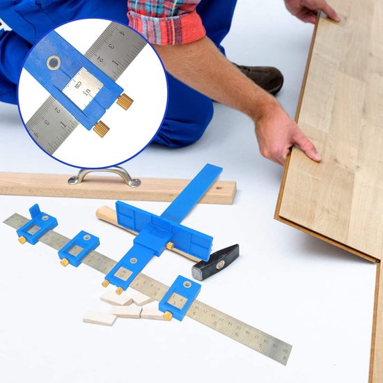 Boorpons Locator, instelbare Cabinet Hardware Jig Houtbewerking Boor en Dremel Gereedschap voor Handgrepen Knoppen op Deuren Lade Trek met Inch en Metrische Eenheden — afbeelding 2