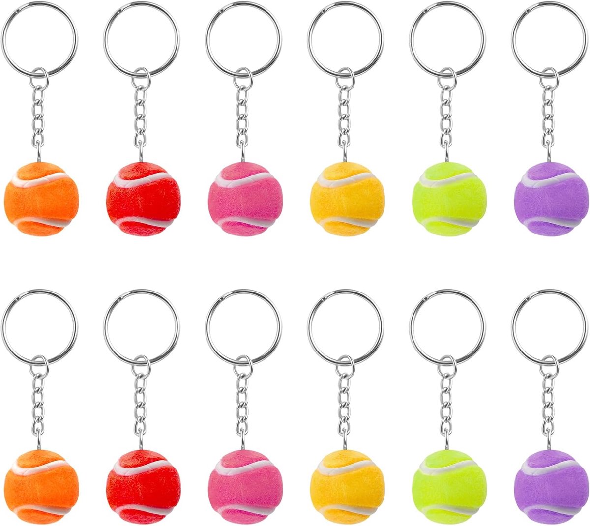 12 stuks tennisbalsleutelhangers, sleutelhanger, tennishoofd, sleutelringen, tennisbal, sportbal voor rugzakhangers voor mannen, vrouwen, tennisspelers en tennisfans