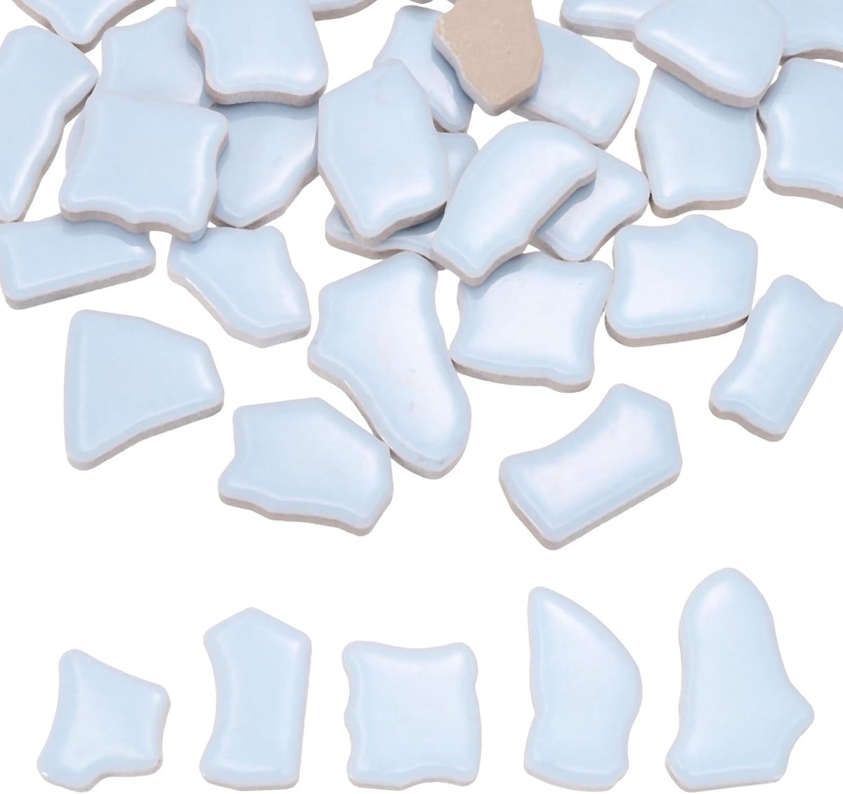 250 g/0,4 kg Onregelmatige Keramiek Mozaïek Tegels, 0.77"-1.5" Mozaïek Gebeitste Tegel Gebroken Porseleinen Stukken Stenen Bulk voor DIY Craft Maken Vazen Woondecoratie, Grijs Blauw