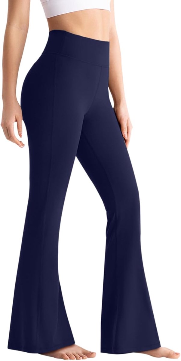 Sportlegging voor dames, hoge taille, uitlopende yogabroek, booucut, slagbroek, ondoorzichtig, stretch, vrijetijdsbroek, joggingbroek, jazzpants, hardloopbroek
