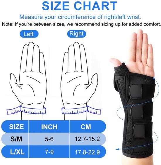 Hand- en polsspalk, orthese met 2 platen van aluminium, verstelbare polsspalk voor carpaal kanaalsyndroom, peesontsteking, artritis en verstuikingen, dwarsduim tot trigger — afbeelding 4